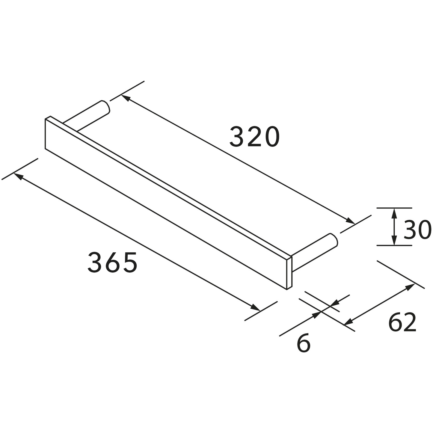 Towel bar / handle for 400mm wall hung coqueta storage CHROME OPT26918
