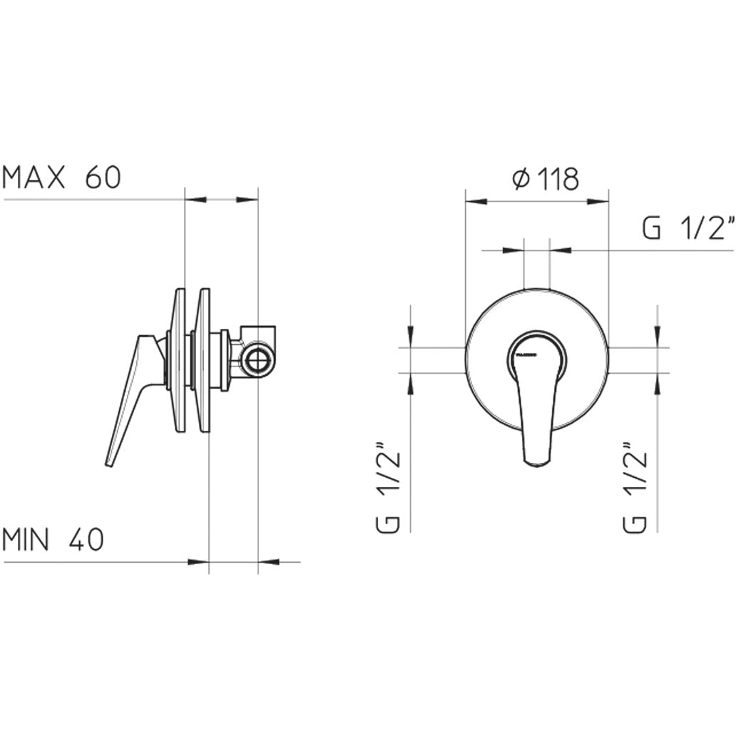Shower valve pressure balanced 88 1 function 882010-PB