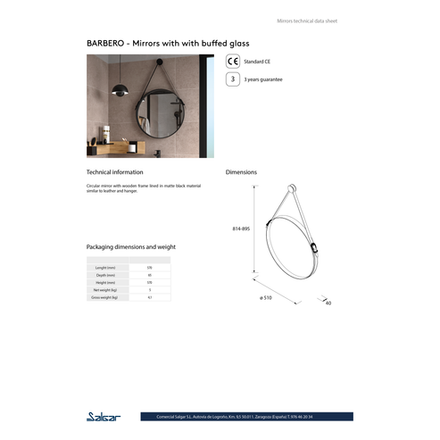 Mirror Barber 20" (500) (Demo mirror #C)