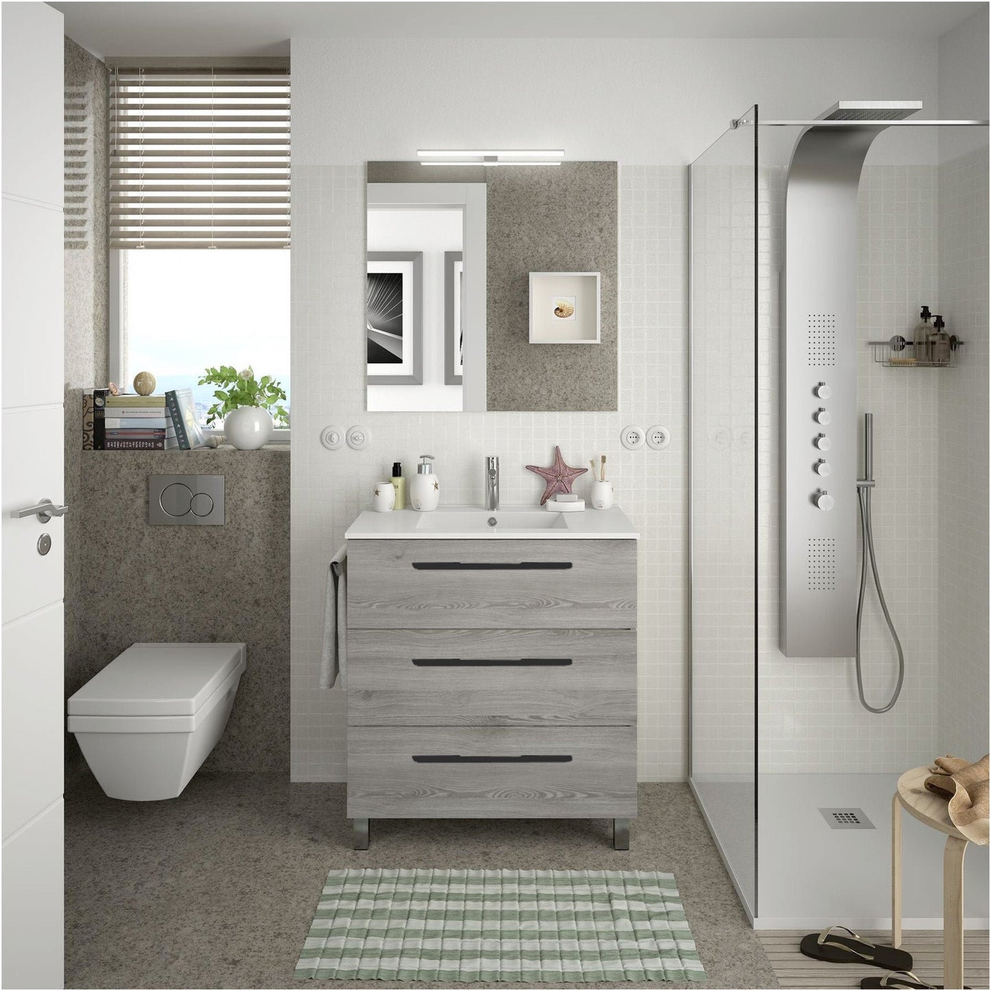 Vanity Fussion Chrome 24 inches (600) 3 drawers Bay pine *LQ*