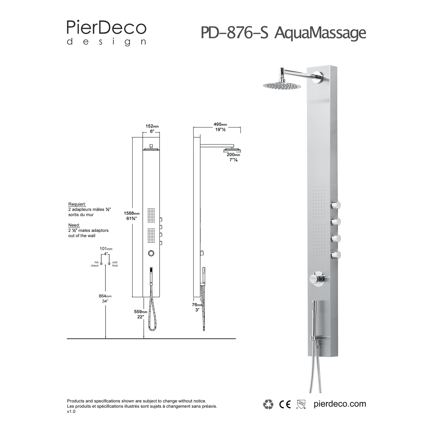 PD-876-S/SS (Demo shower column #20)