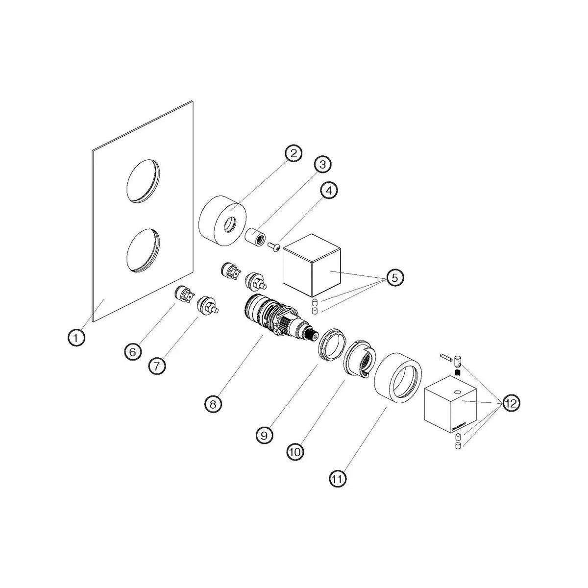 Brass cartridge covering cylinder for Palazzani® thermostatic shower valve