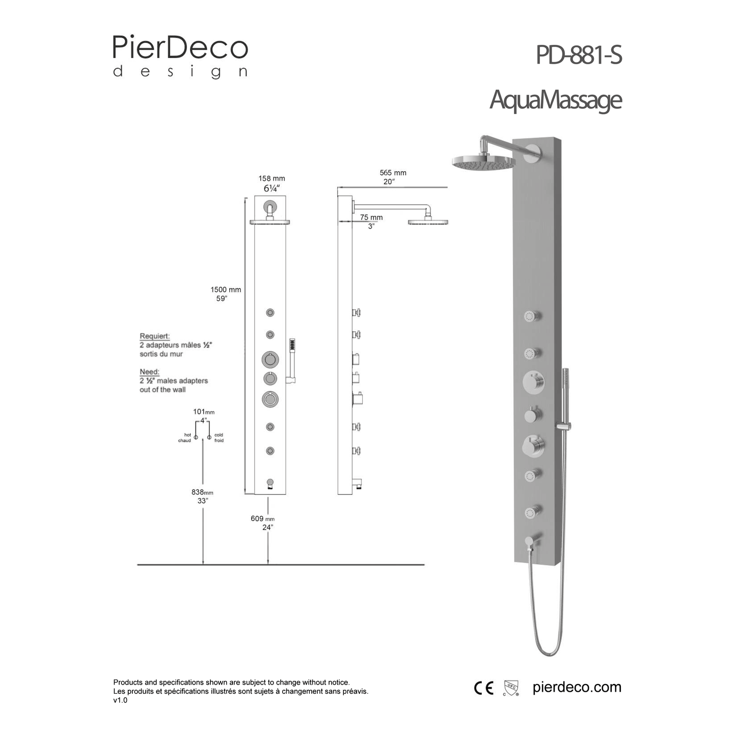 PD-881-S/SS (Colonne de douche de démonstration n° 80)
