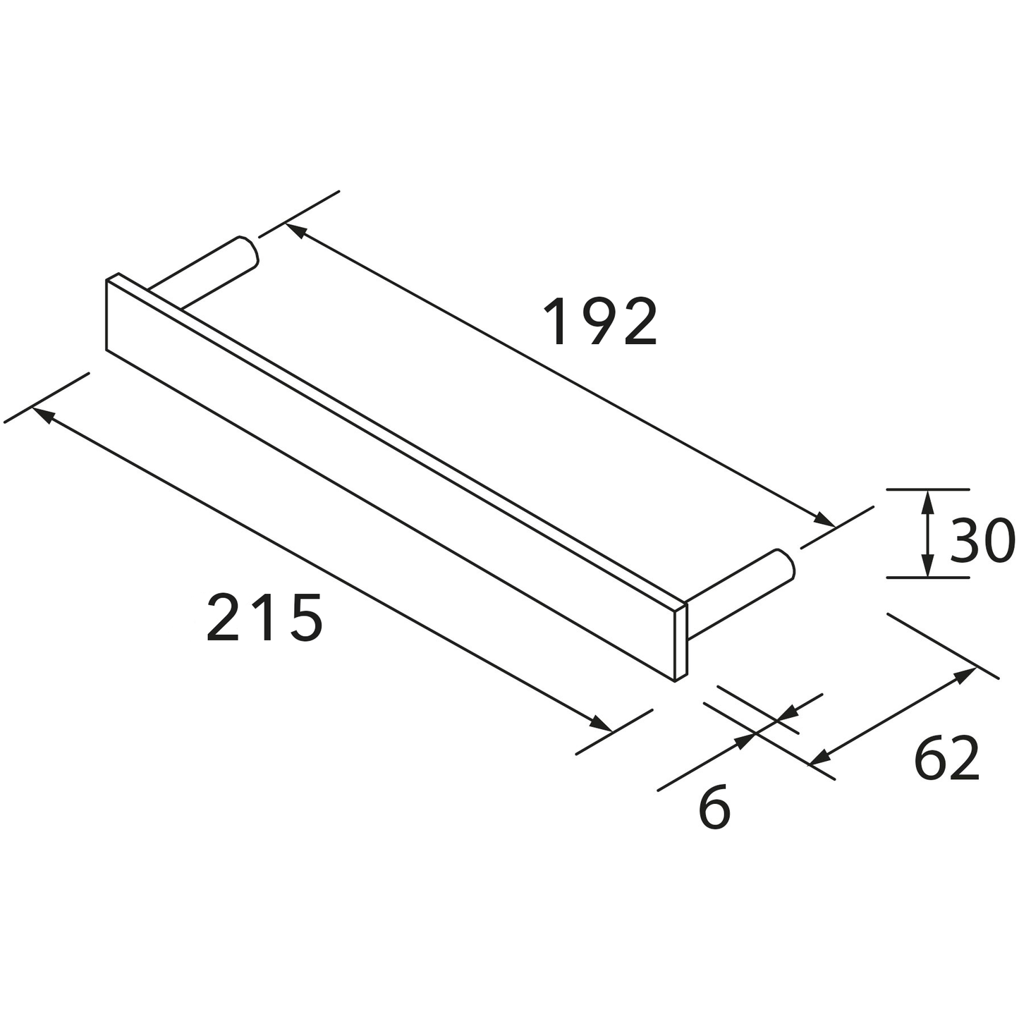 Towel bar / handle for 250mm wall hung coqueta storage Matte White OPT26915