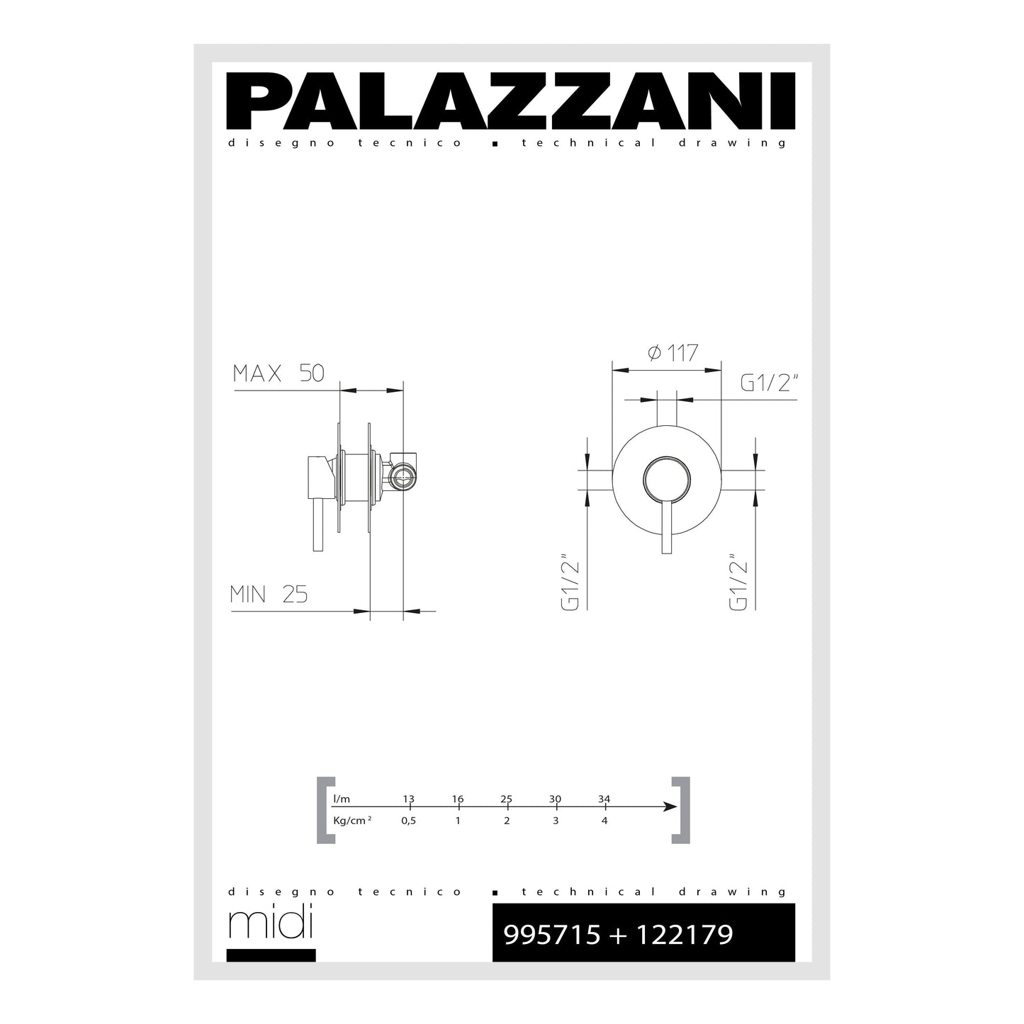 Shower valve DIGIT pressure balanced 1 function 992707 + 102011 *LQ*