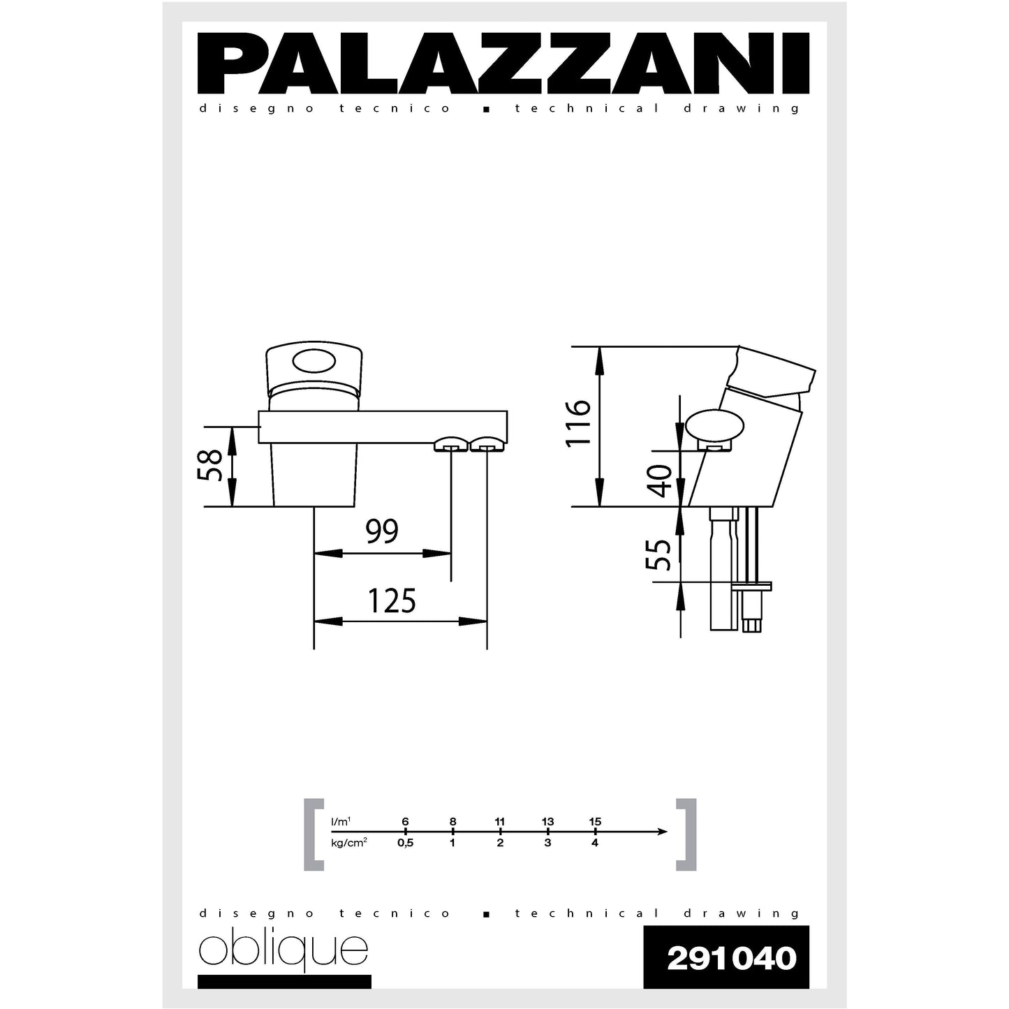 Bath faucet Oblique single lever 291040