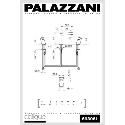 Lavabo faucet Oblique 8 inches 693061