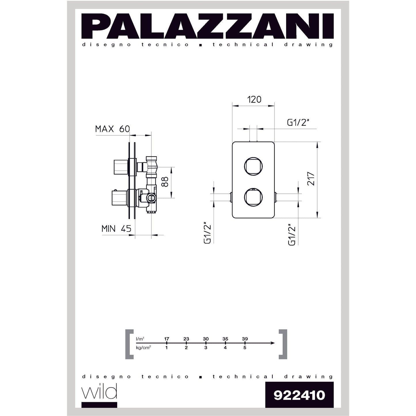 Shower valve thermostatic Mis/Wild 1 function 922410 *LQ*