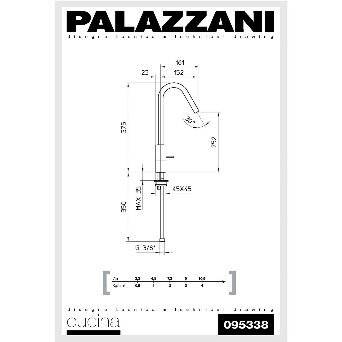 Kitchen faucet Chef square single lever 095338