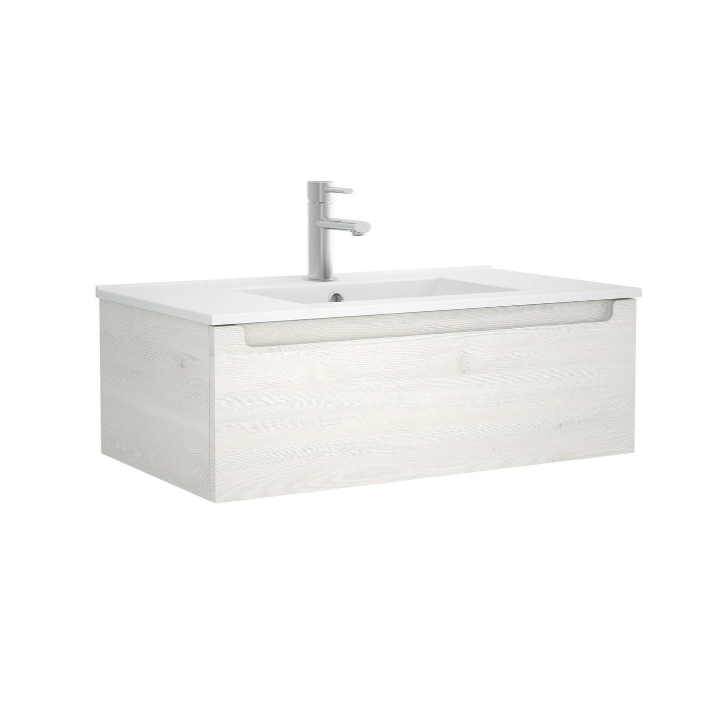 Vanity Monterrey 24 Inches (600) 1 drawer Sbiancato (white wood grain)