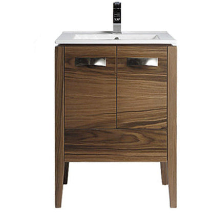 Meuble-lavabo Milano 48 pouces en placage de noyer + comptoir