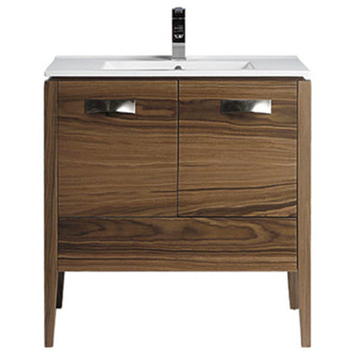 Meuble-lavabo Milano 48 pouces en placage de noyer + comptoir