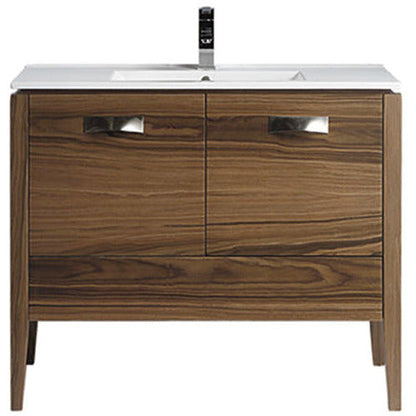 Meuble-lavabo Milano 48 pouces en placage de noyer + comptoir