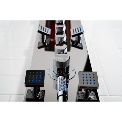 Aquamassage volume control handle with diamond cut pattern