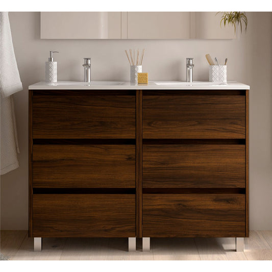 Vanity Noja 48 inches 6 drawers Brown Acacia