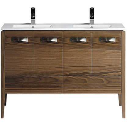 Meuble-lavabo Milano 48 pouces en placage de noyer + comptoir