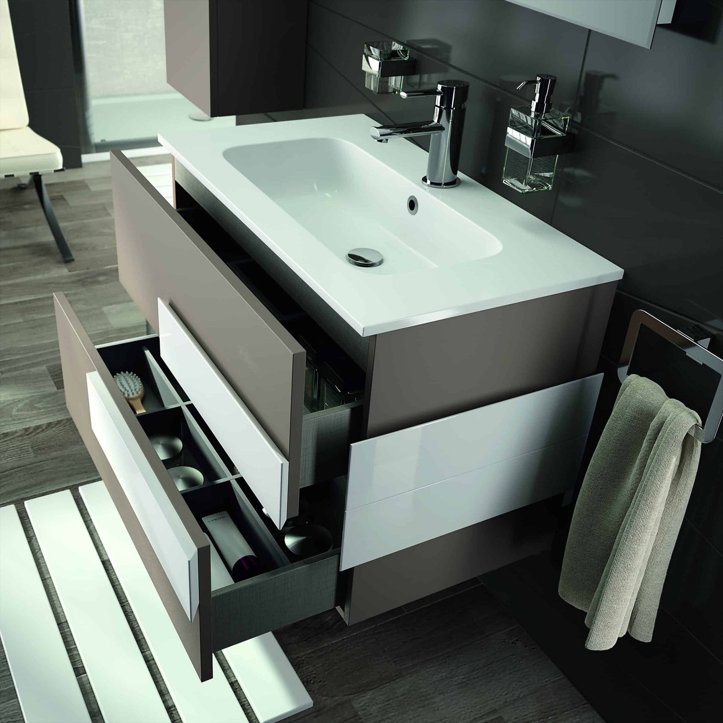 Vanity only Cronos 1000mm 2 drawers Moka color, code 21951